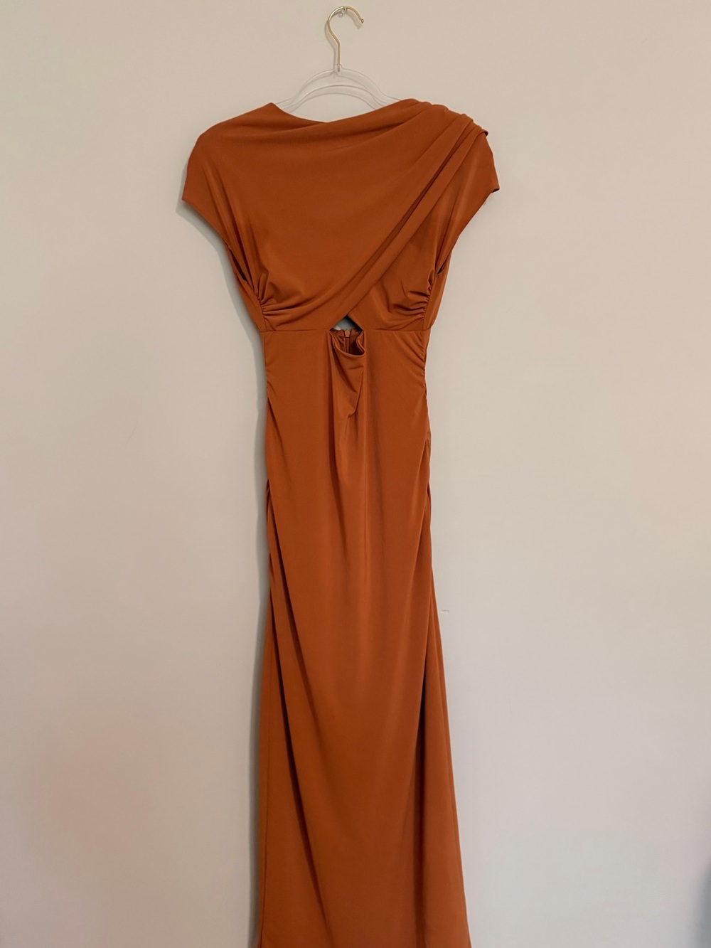 Zara Rust Orange Draped Midi Dress